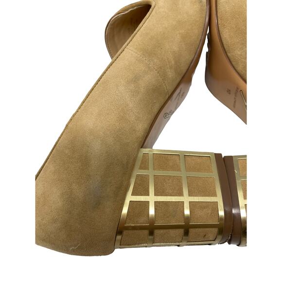 B Brian Atwood Pumps Womens 10 Karina Heels Tan Suede Embellished Pointed Toe - Picture 9 of 12